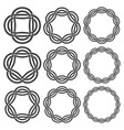 set of vintage knotting rings nine circular vector image