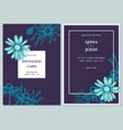 wedding invitation card with blue chamomile vector image