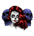 sugar skull girl face with make up for day vector image vector image