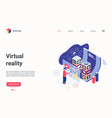 virtual augmented reality isometric landing page vector image
