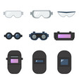 set of safety goggles and welding helmet for eye vector image vector image