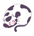 sleeping cat curling up kitten with spots on fur vector image