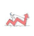 business man ride red arrow pulling up financial vector image