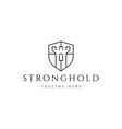 fortress castle shield logo design vector image