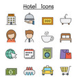 hotel color line icon set vector image