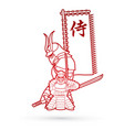 2 samurai composition with flag vector image