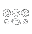 sports balls in linear style vector image