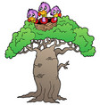 three small vultures in nest vector image