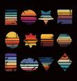 summer retro striped sunset prints collection vector image vector image