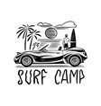 surf camp badge vintage surfer logo retro car vector image vector image