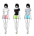 templates t-shirt on posing female models vector image