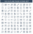 100 page icons vector image vector image