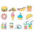 fast food menu icons vector image