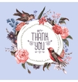 vintage greeting card with flowers and birds vector image