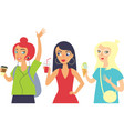 set of three girls hipsters characters vector image vector image