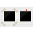 two polaroid photos taped and pinned vector image vector image