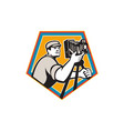 cameraman vintage movie film camera crest retro vector image