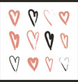 hand drawn set of hearts design elements fot vector image