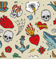 colorful tattoos vintage seamless pattern vector image