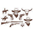 cowboy wild west retro design elements vector image vector image