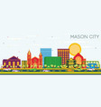 mason city iowa skyline with color buildings vector image