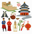 china symbols culture and architecture food vector image