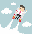 flying businessman with jetpack vector image