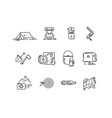 line icons set of hiking tourism camping vector image