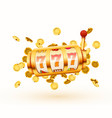 golden slot machine with flying coins wins vector image vector image