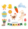 set of charming easter icons depicting eggs vector image