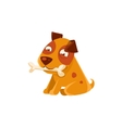 smiling puppy holding a bone in the mouth vector image