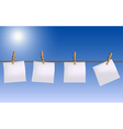 four paper notes hanging on rope vector image vector image