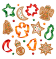 christmas cookies and cookie cutters vector image