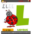 letter l from alphabet with cartoon ladybug vector image vector image