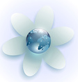 planet earth in the center of the white flower vector image vector image
