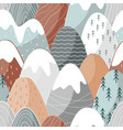 seamless pattern with doodle mountains vector image vector image