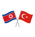 north korea and turkey crossed flags vector image