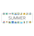 summer season vacation nature icons set vector image
