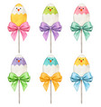 watercolor egg pops with bow easter decoration vector image