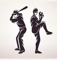 baseball players symbol stylized silhouette vector image
