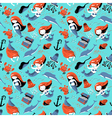 marine seamless pattern with mermaid vector image vector image