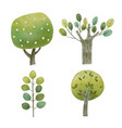 digital watercolor painting green tree set 1 vector image vector image