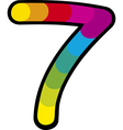 lucky seven with rainbow cartoon vector image
