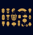 asian symbols silhouettes chinese golden paper vector image vector image