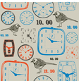 birds with clock seamless background vector image