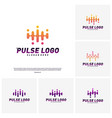 set of pulse logo design concept people beat vector image