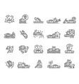 car crash line icons accident damage collision vector image