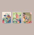 set of abstract floralpre-made cards modern vector image