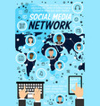 social network profiles and world map vector image