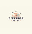 hand drawn logo pizza slice silhouette and modern vector image